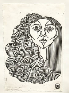 Lino Print; Hybrid 1, nr. 1 (w), from the Lino Print Series "Hybrid" by Olivia Kamradt, OK mak|værk